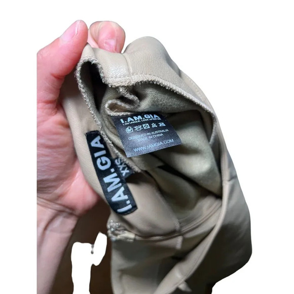 I AM GIA  Faux Leather waist tie up Pants in Tan Beige  size XXS - Picture 6 of 6